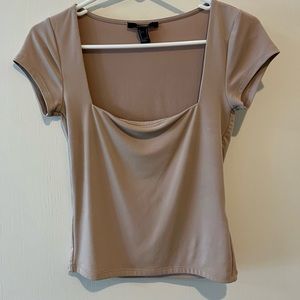 tan square neck tee